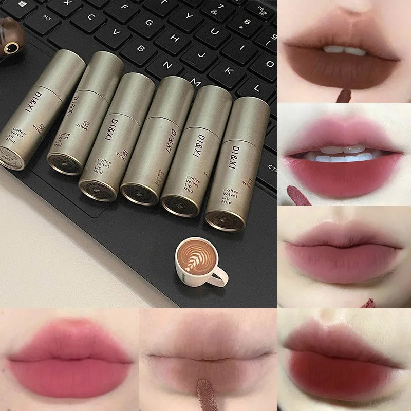 DIXI Mini Silver Tube Matte Lip Glaze — Velvet Finish, Skin-Enhancing, Versatile Low-Saturation Latte Shade Beauty Trend Shop