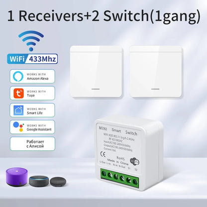 Wifi Smart Switch for Led Lighting Tuya Smart Life RF 433MHz Remote Voice Control Alexa Google Alice 1/2/3 Gang Wireless Switch Beauty World Shop