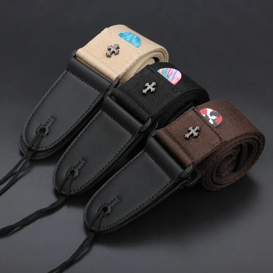 Electric Guitar Strap Acoustic Folk Guitarra Belt Straps Vintage Cross Personality Guitar Straps Pick Pocket Guitar Accessories Beauty World Shop