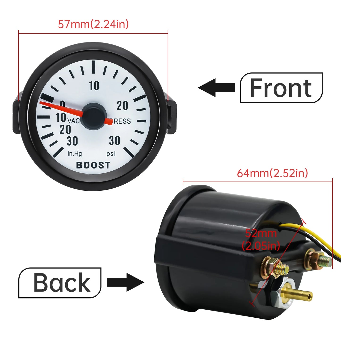 AD Universal 52mm Bar Blue Led Light Pressure Turbo Boost Gauge Meter With Sensor 、Holder 12V Boost sensor Car Accessories Beauty World Shop