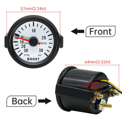AD Universal 52mm Bar Blue Led Light Pressure Turbo Boost Gauge Meter With Sensor 、Holder 12V Boost sensor Car Accessories Beauty World Shop