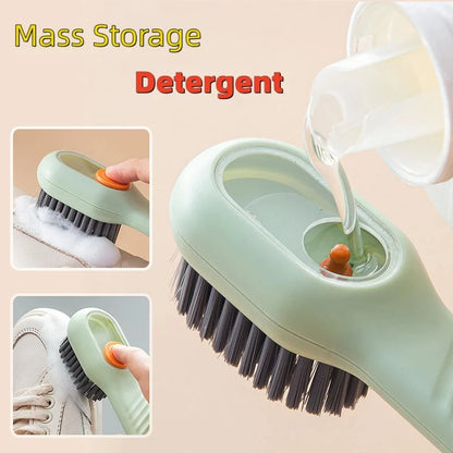 Automatic pressing liquid long handle shoe brush with soft bristles that do not damage shoes, laundry brush, cleaning tool Beauty World Shop