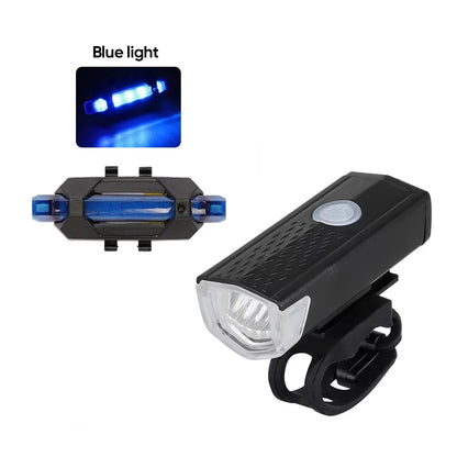 Bicycle Front Rear Light Set LED Rechargeable MTB Bike Head Light Cycling Red Warning Tail Light Accessories for Night Riding Beauty World Shop