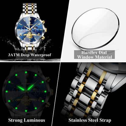POEDAGAR Original Luxury Men's Watch Waterproof Luminous Chronograph Men Wristwatch Stainless Steel Quartz Watches For Man Reloj Beauty World Shop