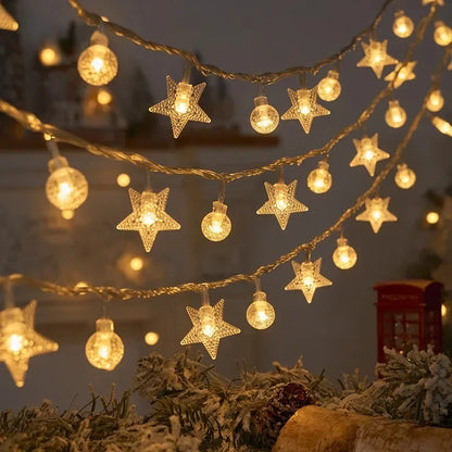 3M Christmas Lights Snowflake String Lights Fairy Lights Waterproof Star Ball LED Lamp for Home Christmas Tree Garden Decoration Beauty World Shop