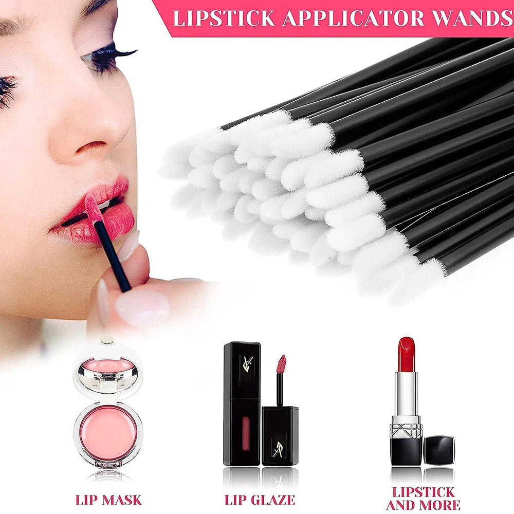 100PCS Lip Brushes Makeup Brush Eyelashes Extension Applicator Lipstick Wands Set For Woman Cosmetic Colourful Make Up Tools Beauty World Shop