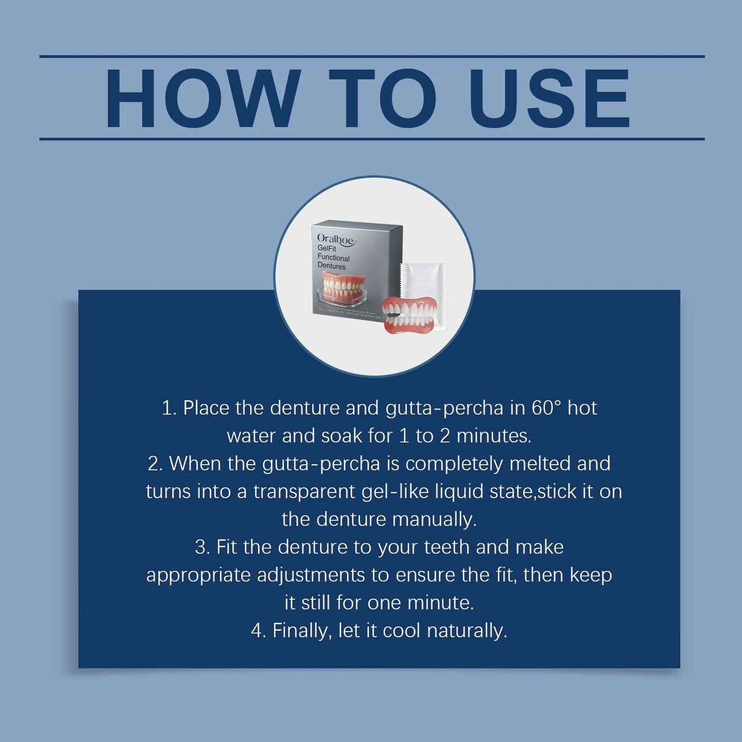 Silicone Dentures False Teeth Full Set Soft Safety Easy to Use Perfect Fit Oral Improve Tooth Loss Broken Temporary Denture Kit