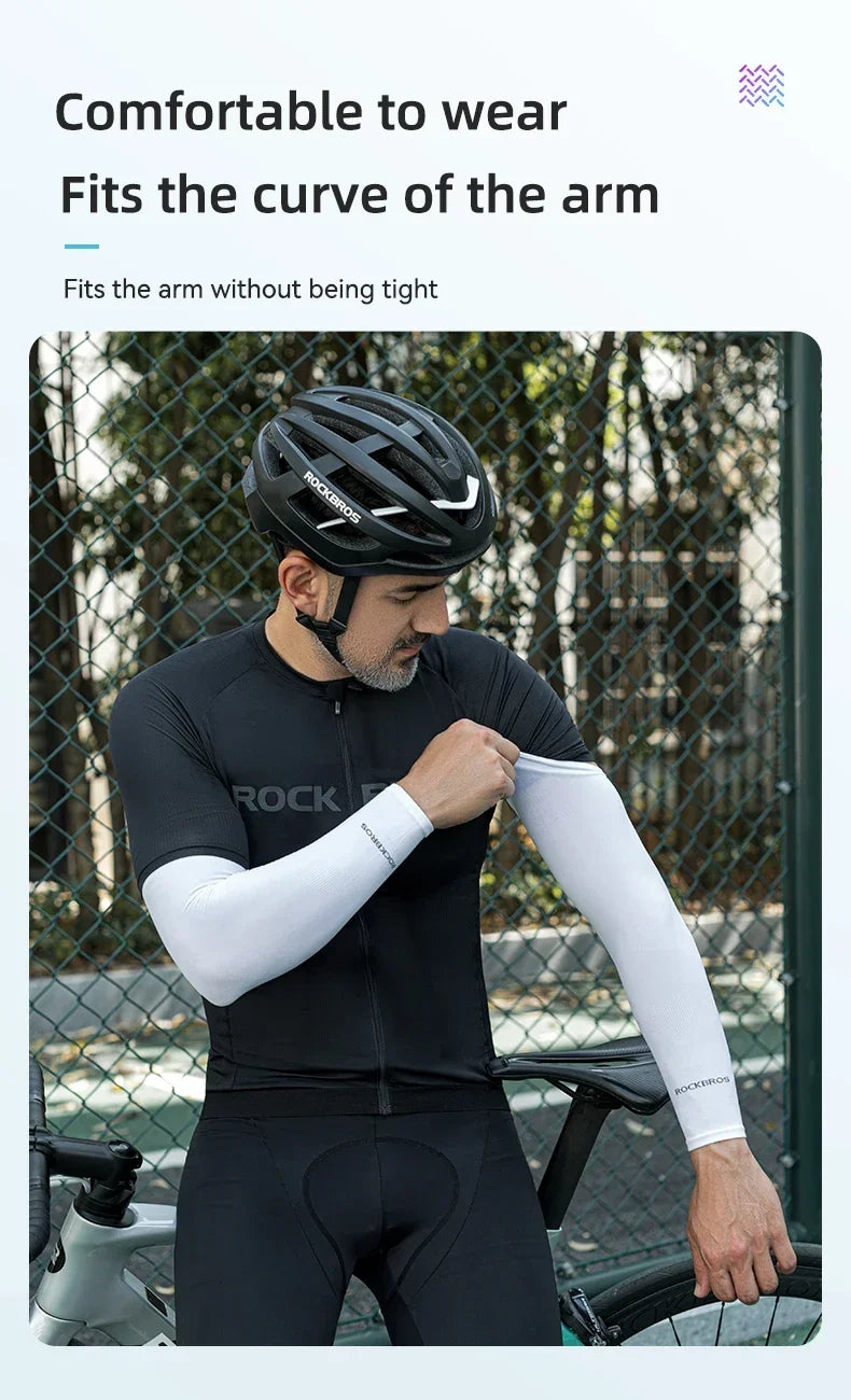 ROCKBROS Ice Silk Arm Sleeves Sun Protection UV Mangas Running Cycling Arm Warmers Sports Basketball Volleyball Cool Arm Sleeves Beauty World Shop