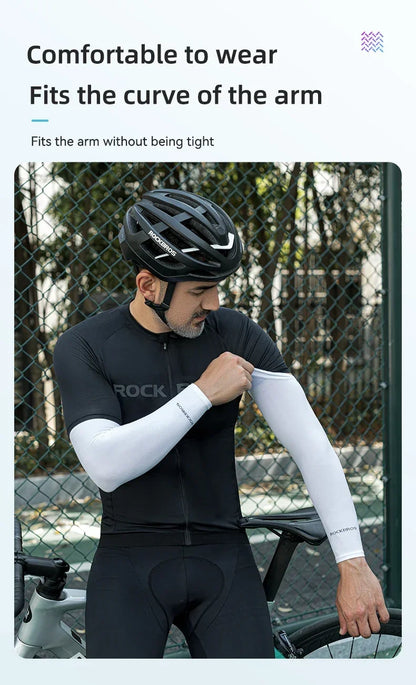 ROCKBROS Ice Silk Arm Sleeves Sun Protection UV Mangas Running Cycling Arm Warmers Sports Basketball Volleyball Cool Arm Sleeves Beauty World Shop