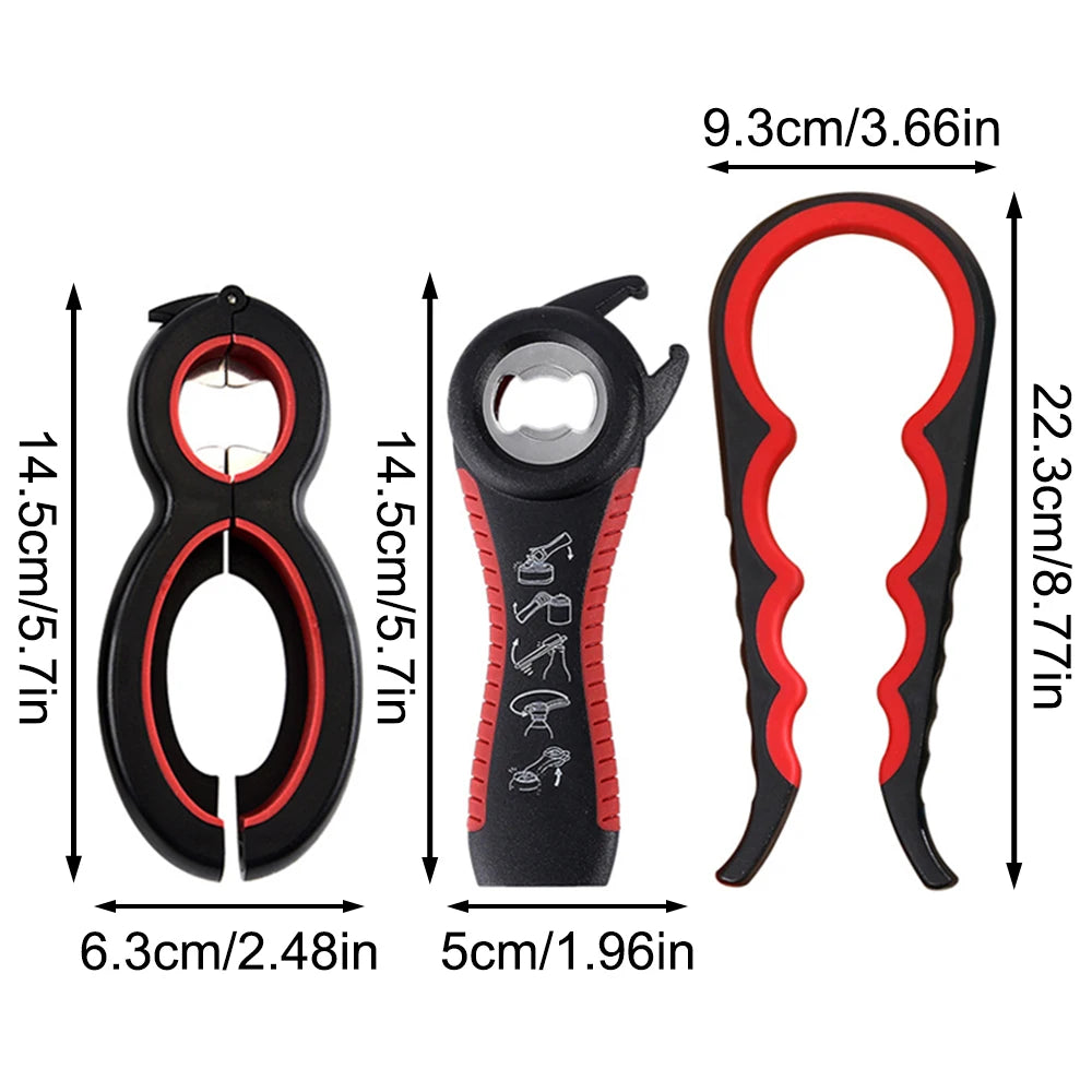 Multifunctional 6-in-1 Jar Opener And 4-in-1 Bottle Opener with Non-Slip Lids Gripper - Kitchen Tool for Easy Opening Beauty Fashion