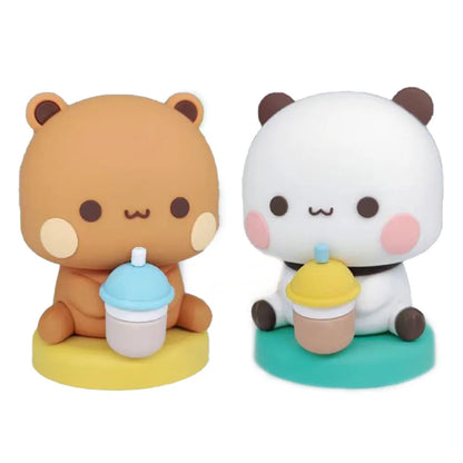 Cute Kawaii Bubu Dudu Panda Bear Figure Cartoon Exciting Bear Miniatures Collectible Animal Toy Doll Ornament Home Derocation Beauty World Shop