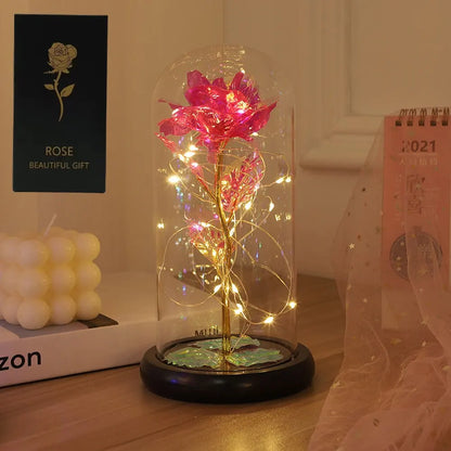 1pc Hot LED Enchanted Galaxy Rose Eternal Beauty Rose With Fairy Lights in Dome for Valentine's Day Wedding Party Mother's Day Beauty World Shop