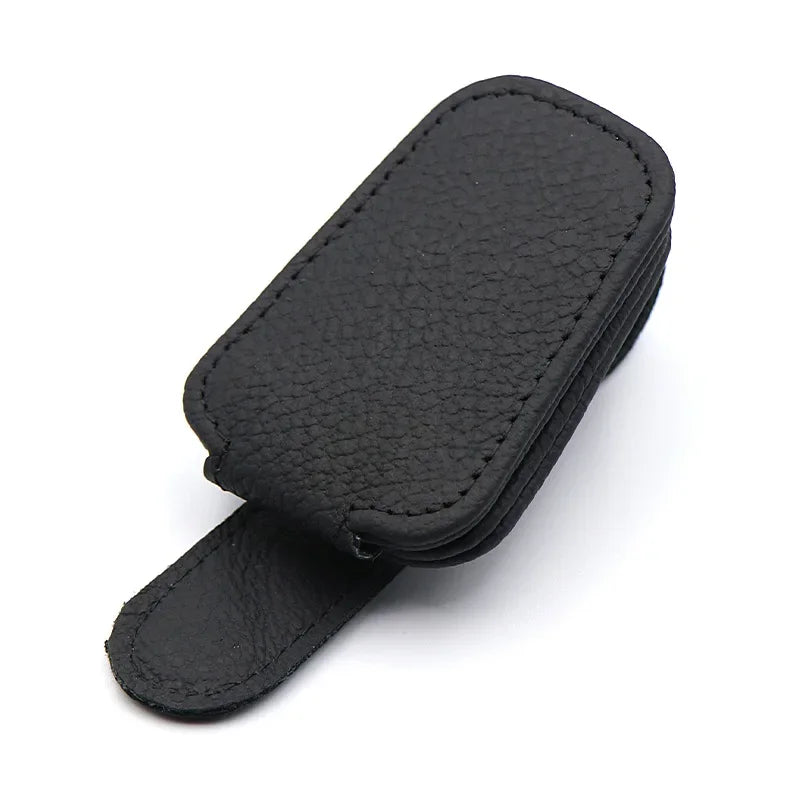 Car Sunglasses Holder Sun Visor Sunglasses Clip Cowhide Glasses Case Mount Auto Styling Ticket Card Clip Interior Accessories Beauty World Shop