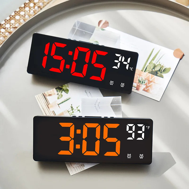 Creative Number Clock Color Nightlight Temperature Calendar Alarm Clock LED Large Number Electronic Clock Backlight Home Decor Beauty World Shop