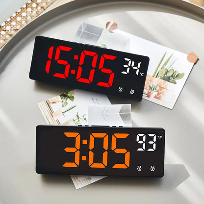 Creative Number Clock Color Nightlight Temperature Calendar Alarm Clock LED Large Number Electronic Clock Backlight Home Decor Beauty World Shop