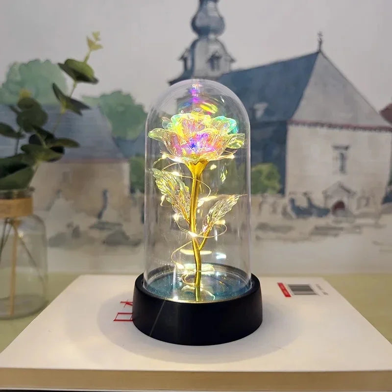 Artificial Rose Flowers Valentines Day Gift for Girlfriend Eternal Rose LED Light Foil Flower Wedding Decor Christmas Gifts Beauty World Shop