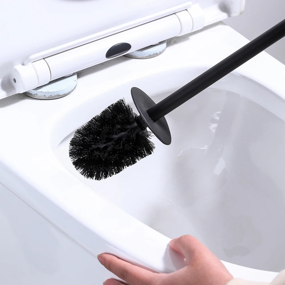 Toilet Brush Set Circular Type Stainless Steel Toilet Brush Extra Long Handle Standing for Hotel RV Toilet Bathroom Beauty World Shop