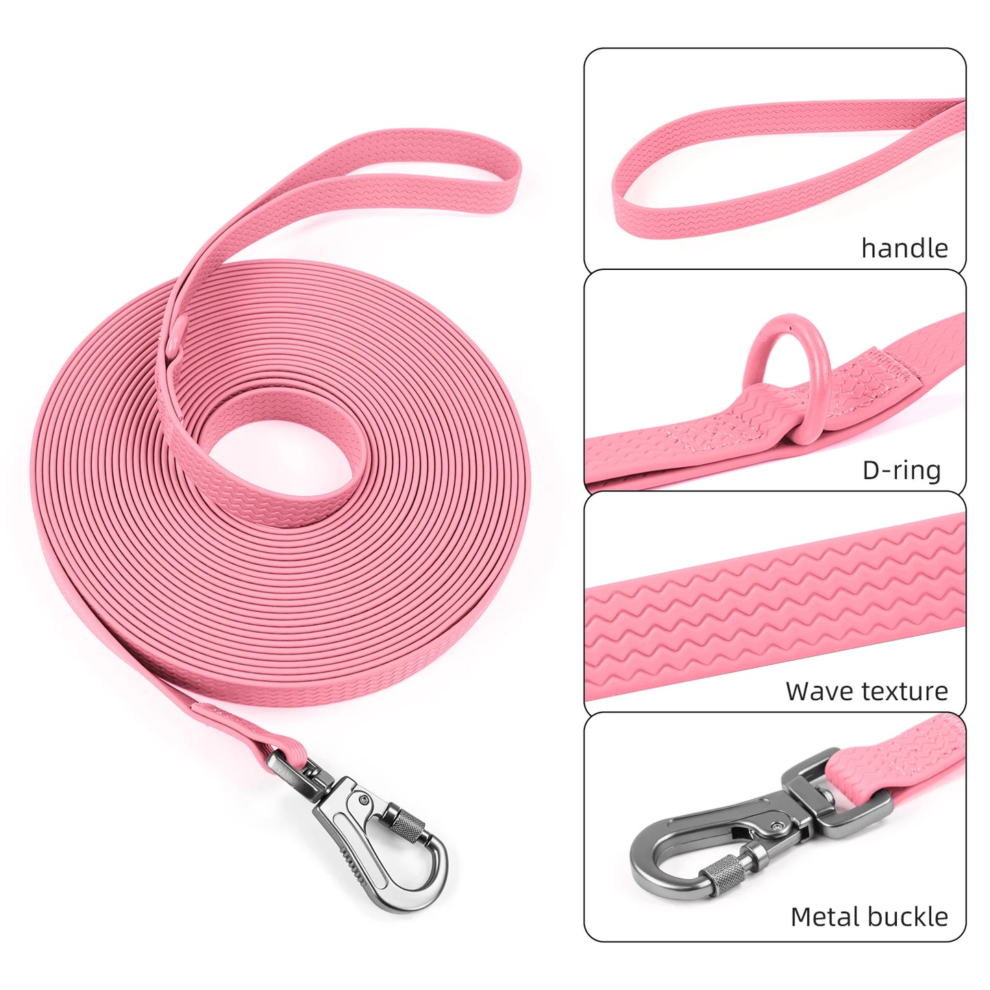 1.8M 3M 5M 10M  PVC Dog Leash large dog Medium non-slip Waterproof and easy to clean running dog training Leash long strong Beauty World Shop
