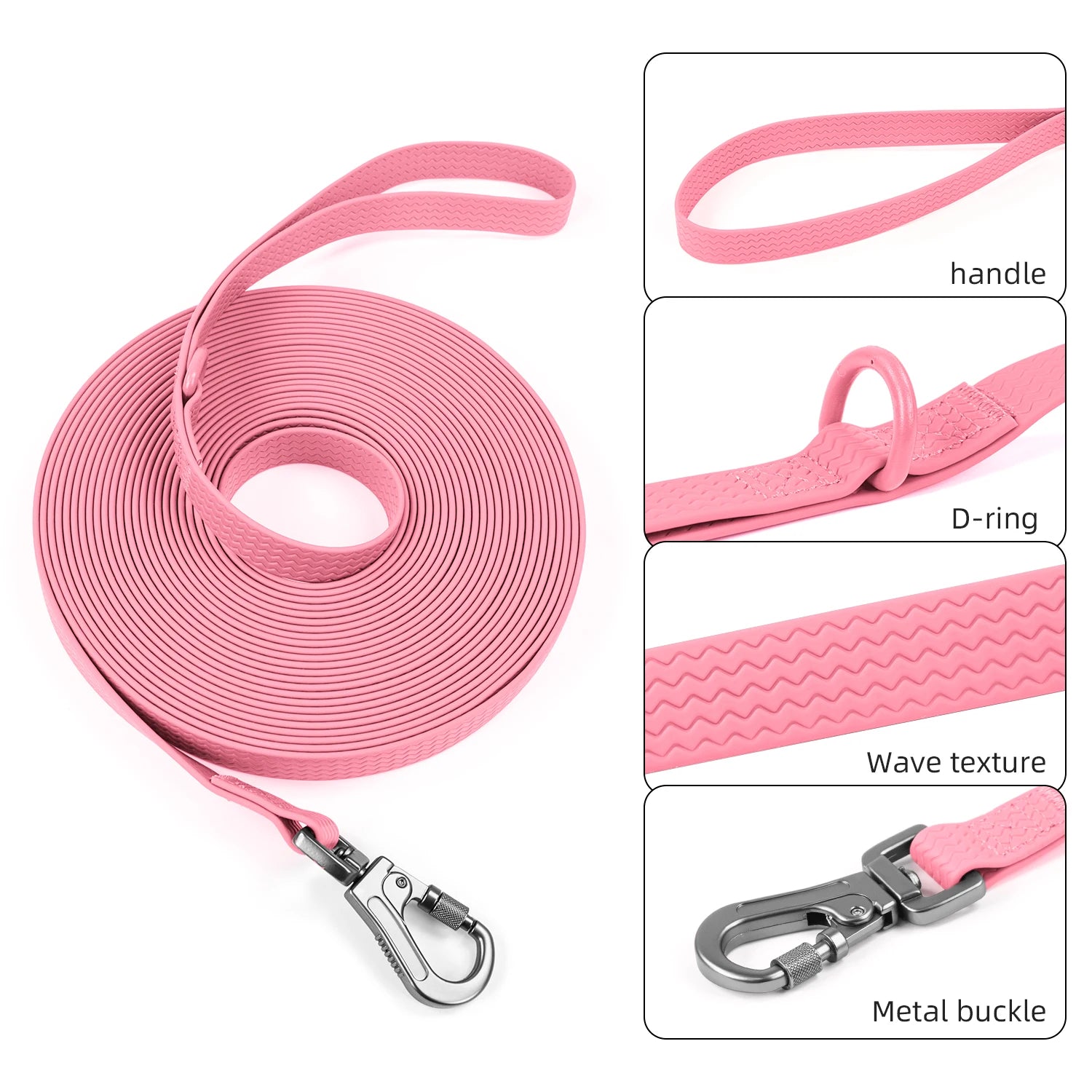1.8M 3M 5M 10M  PVC Dog Leash large dog Medium non-slip Waterproof and easy to clean running dog training Leash long strong Beauty World Shop