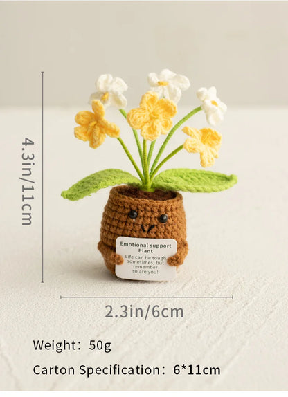 Crochet potted tabletop Words of encouragement forget-me-not crochet Pink convolia heart-warming ornament Gift Beauty World Shop