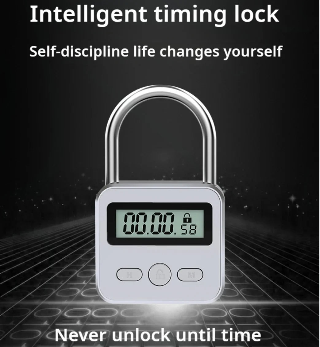 Timer Padlock LCD HD Display Add Backlight Zinc Alloy 99 Hours Max Timing Super Long Standby Anti-addiction Electronic Lock Beauty Trend Shop