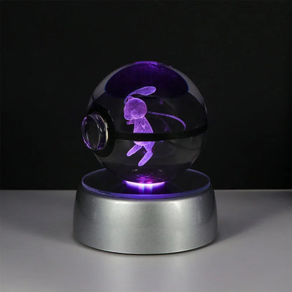 Pokemon Crystal Ball Pikachu Gengar Eevee Mewtwo Lacario Anime Game Pokeball Led Night Light Base Kids Birthday Gift Home Decor Beauty World Shop