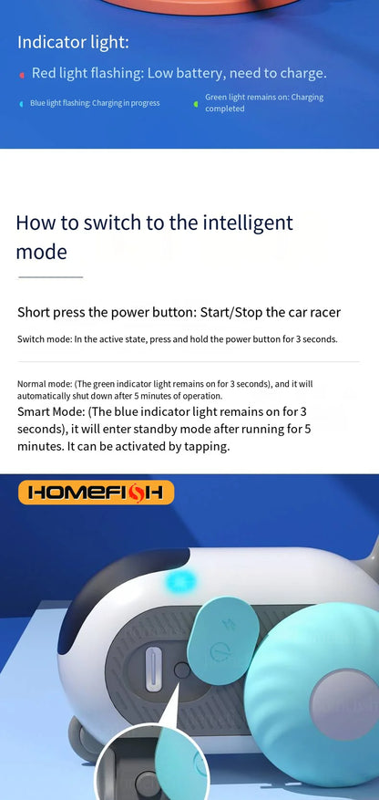 Smart Cat Car 2 Modes Automatic Moving Remote Controlled Car for Cats Dogs Interactive Playing Kitten Training Pet Supplies Beauty Fashion