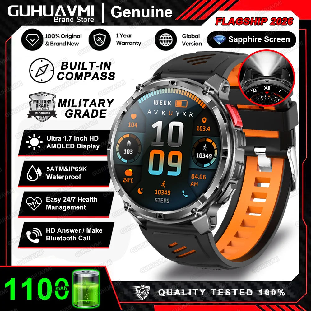 2026 New T-Rex3 Pro 1100mAh Battery Smart Watch GPS path 5ATM Waterproof Sports Run tracker Outdoors Compass Military Smartwatch Beauty World Shop