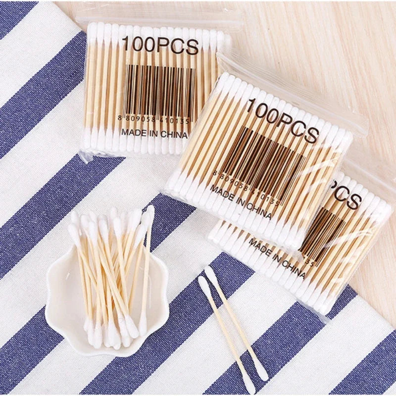 300/500/1000pcs Double Head Cotton Swab Women Makeup Cotton Buds Tip for Wood Sticks Nose Ears Cleaning Health Care Tools Beauty World Shop