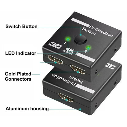 Switch Bi-Direction 2.0 Splitter HDMI-compatible 1x2/2x1 Adapter 2 in 1 out Converter for 4K Switcher PS4 Pro/4/3 TV Box  ﻿ Beauty World Shop
