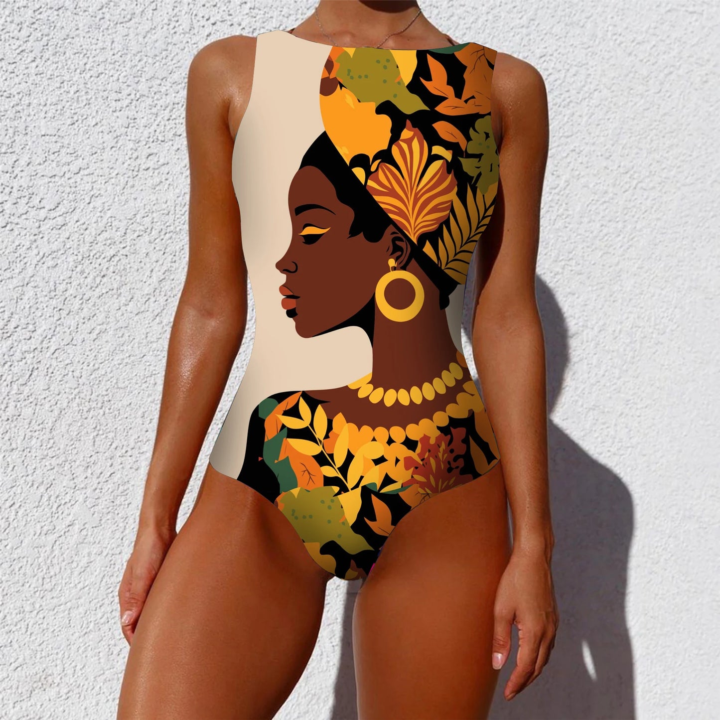 2026 New Printed One-piece Swimsuit Classic Printed Lace Up Swimsuit Women's Push Up Flower One-piece Suit Beach Wear For Female Beauty World Shop