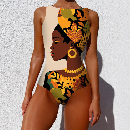 2026 New Printed One-piece Swimsuit Classic Printed Lace Up Swimsuit Women's Push Up Flower One-piece Suit Beach Wear For Female Beauty World Shop