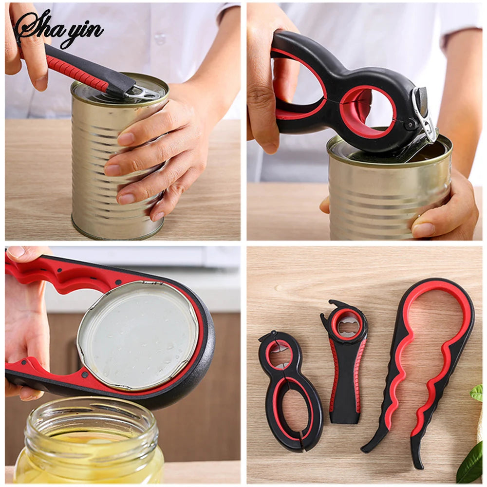 Multifunctional 6-in-1 Jar Opener And 4-in-1 Bottle Opener with Non-Slip Lids Gripper - Kitchen Tool for Easy Opening Beauty Fashion