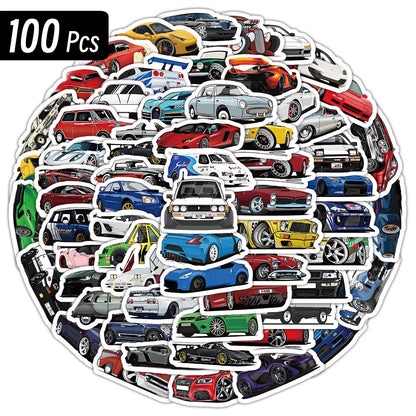 10/50/100 Pcs Retrofit Racing Car Graffiti Stickers Laptop Guitar Luggage Bike Skateboard Waterproof Sticker Decal Kid Toy Beauty World Shop