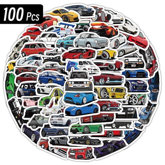 10/50/100 Pcs Retrofit Racing Car Graffiti Stickers Laptop Guitar Luggage Bike Skateboard Waterproof Sticker Decal Kid Toy Beauty World Shop