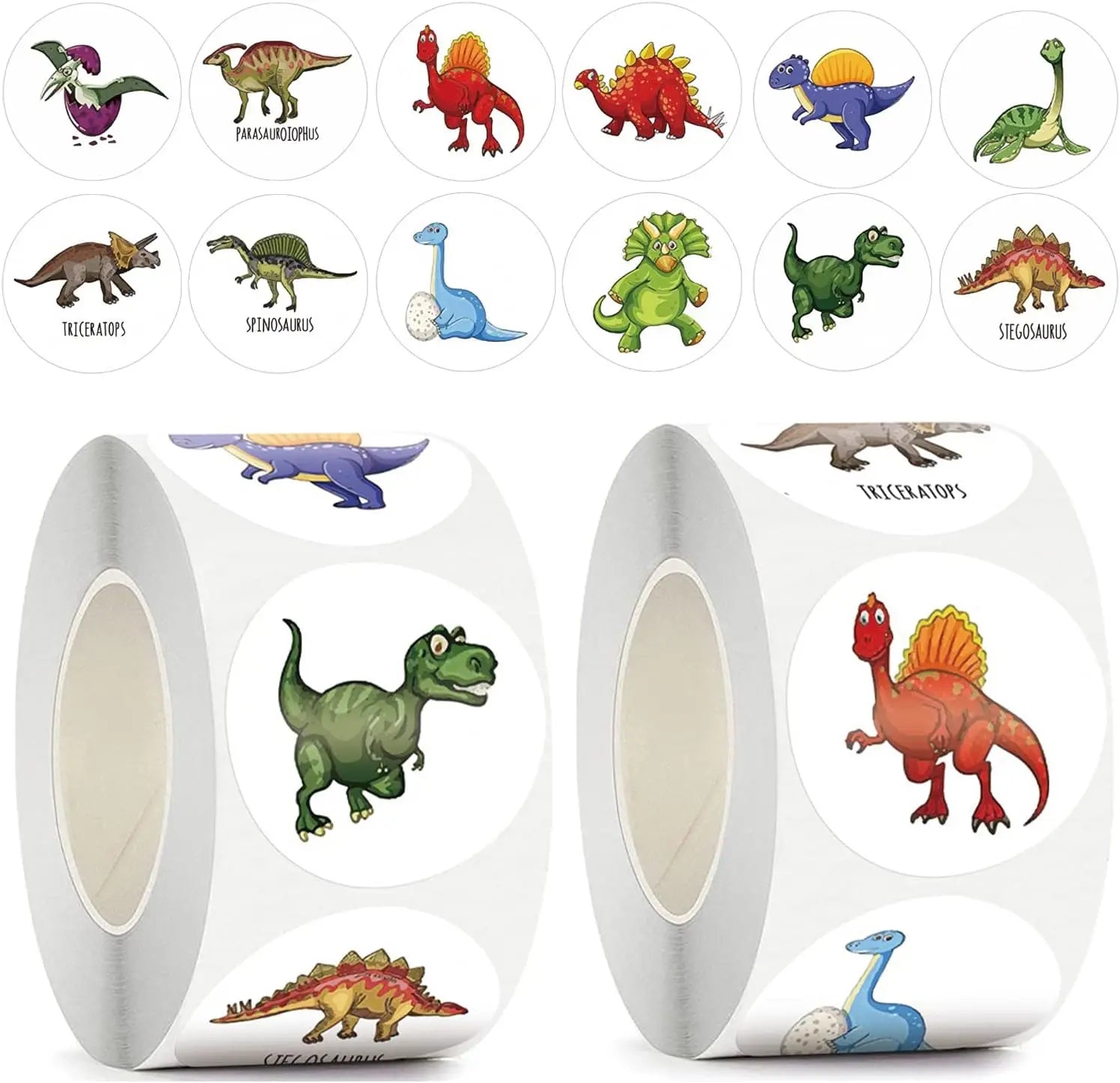 100-500pcs 1'' Round Dinosaur Stickers for Teacher Reward Stickers School Supplies Animal Incentive Roll Sticker for Home Beauty World Shop