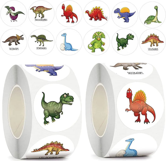 100-500pcs 1'' Round Dinosaur Stickers for Teacher Reward Stickers School Supplies Animal Incentive Roll Sticker for Home Beauty World Shop