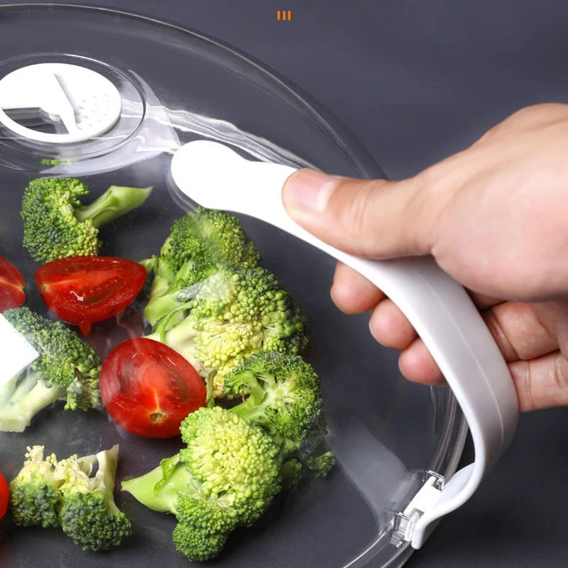 Splash Microwave Cover High Temperature Resistant Microwave Guard Lid Transparent Food Heating Cover with Steam Vent and Handle Beauty World Shop
