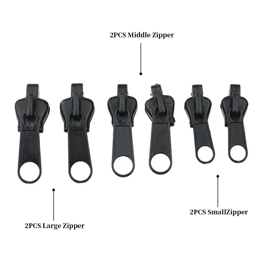 3 Sizes Universal Instant Fix Zipper Repair Kit Replacement Zip Slider Teeth Rescue Sewing Clothes Bag Zippers Tool Accessories Beauty World Shop