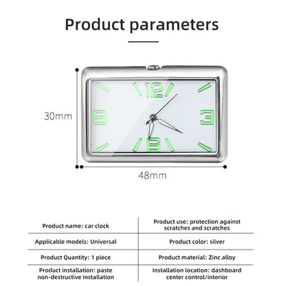 Auto Fashion Square Watch Car Clock Interior Decoration Self-adhesive Electronic Vent Clip Watch Automobile Quartz Clock Beauty World Shop