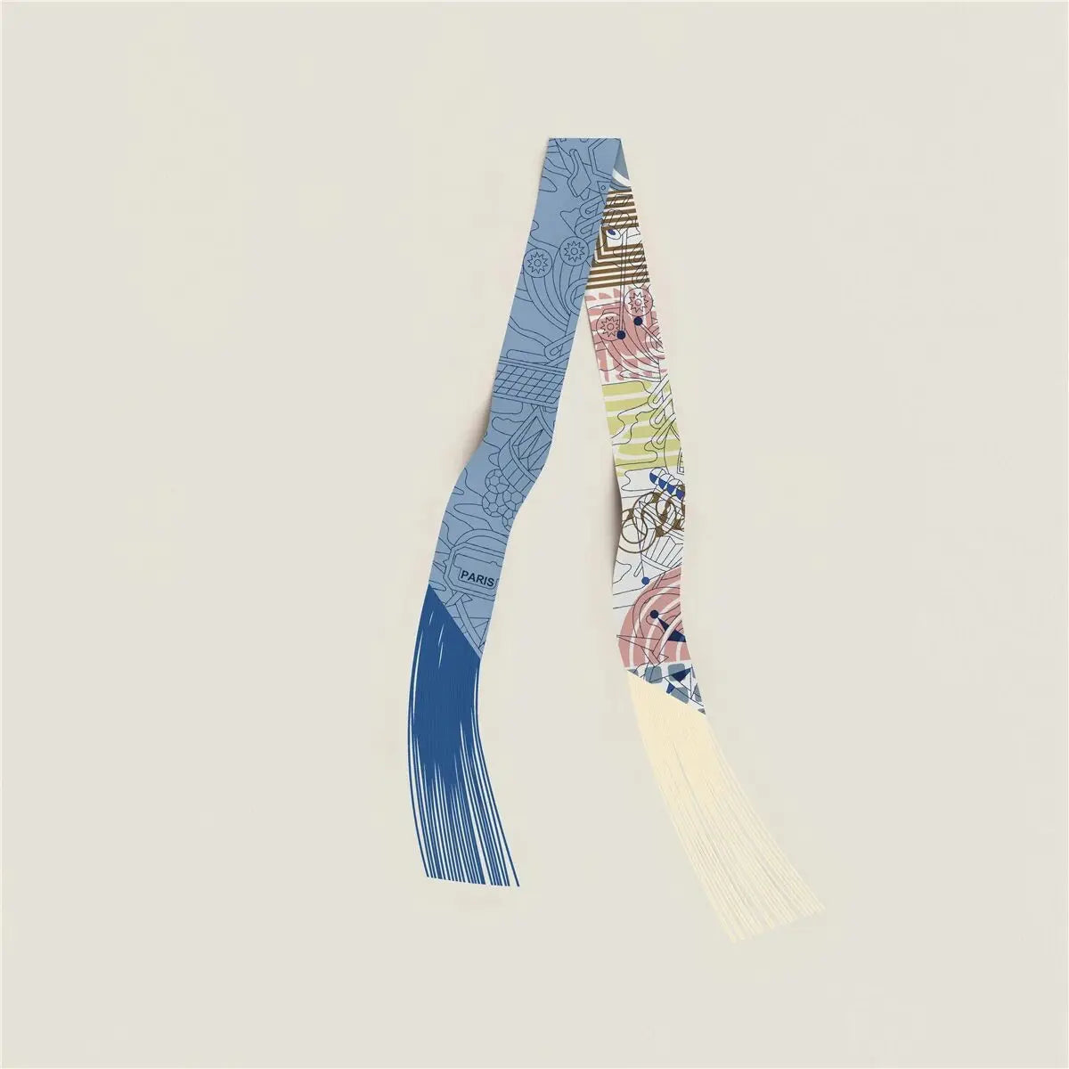 130x5cm Tassel Cashew Print Scarf Women's All-season Twill Silk Decorative Ribbon Multi-purpose Bag Hair Tie Belt Scarf Beauty World Shop