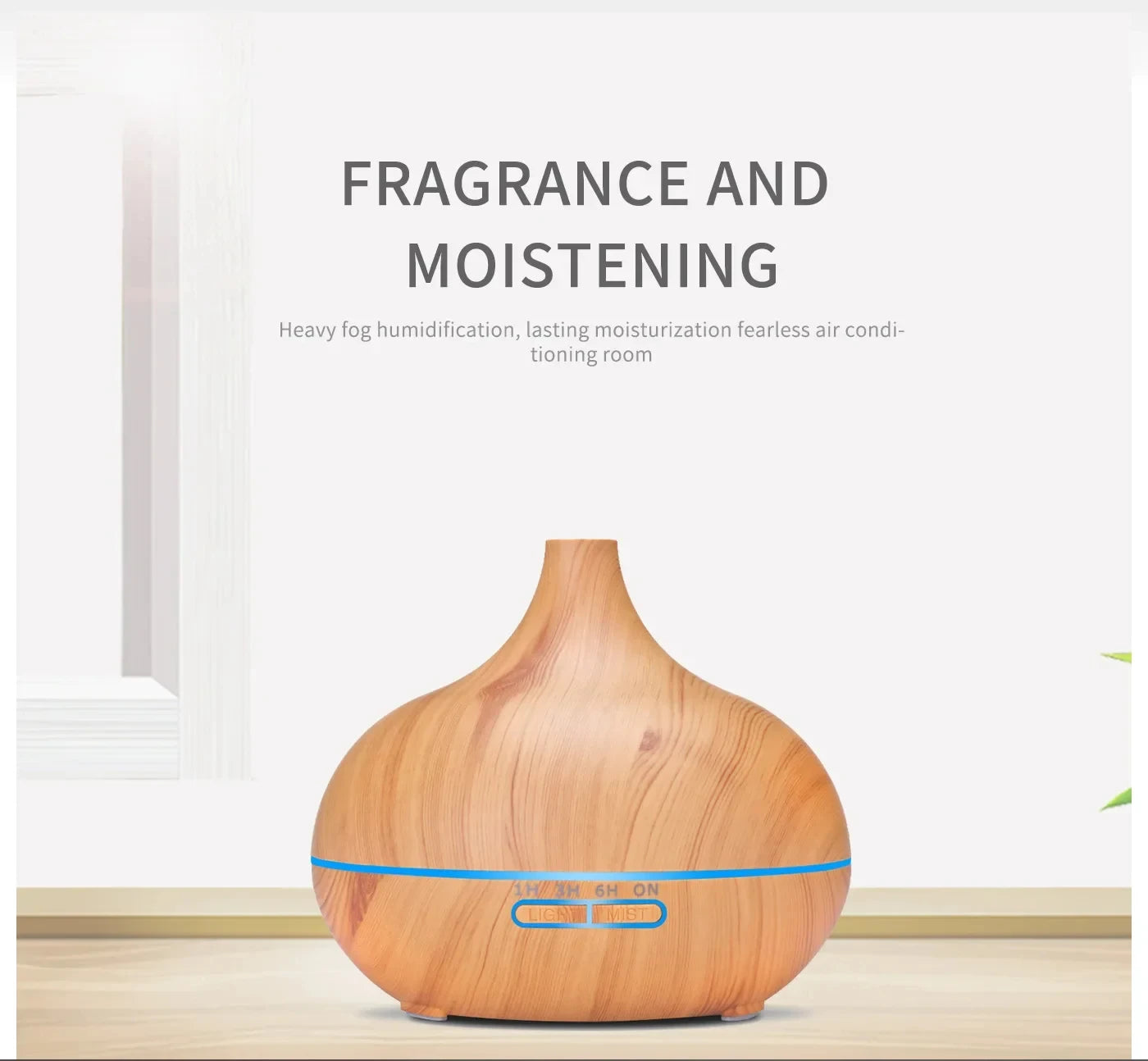 Air Humidifier Aromatherapy Essential Oil Diffuser Wood Grain 500ml Ultrasonic Remote Control 7 Color Lights For Home Bedroom ﻿ Beauty World Shop