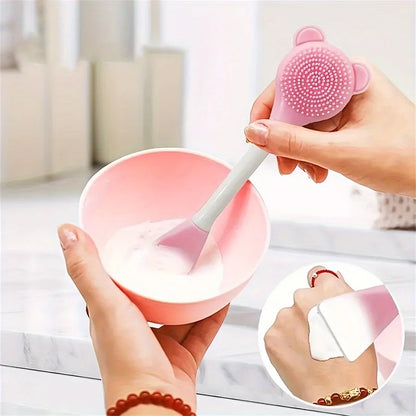 8-piece silicone skincare set with ice roller and cold compress mask - pink and white two-tone facial spa set, skincare tools Beauty World Shop