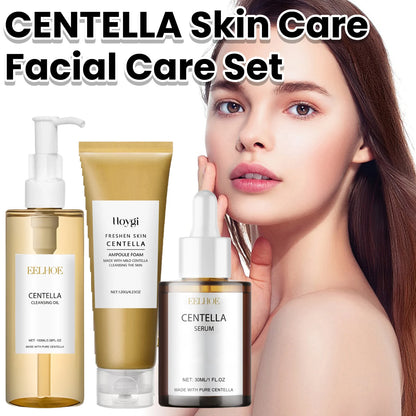 Centella Facial Care Combo Gentle Soothing Makeup Remover Oil Centella Cleanser Centella Serum Set for Sensitive Skin Daily Care Beauty World Shop