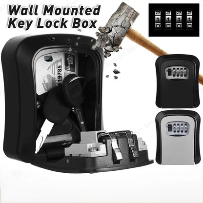 HEE RAK Key Lock Box 4 Digit Password ABS Metal Dial Storage Management Anti-theft Wall Mounted Large Space Safe Box Beauty Trend Shop