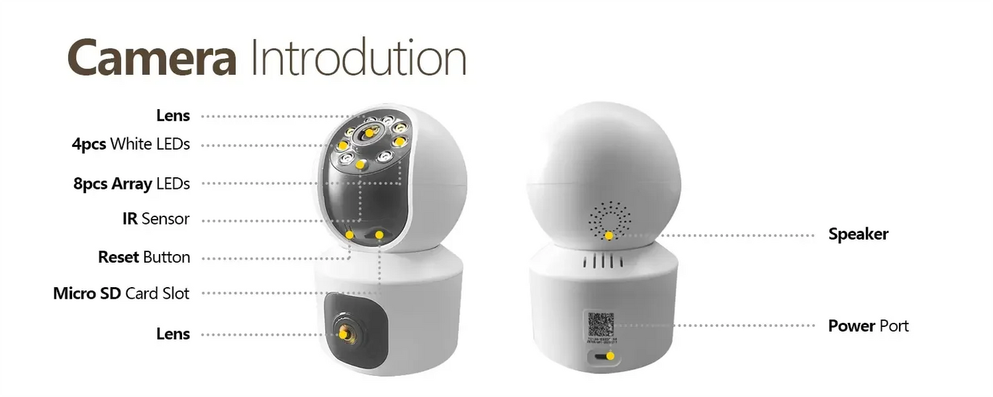 Tuya 8MP WiFi IP Camera Dual Lens Baby Monitor Color Night Vision Human Automatic Tracking Video Smart Home Surveillance Camera Beauty Trend Shop