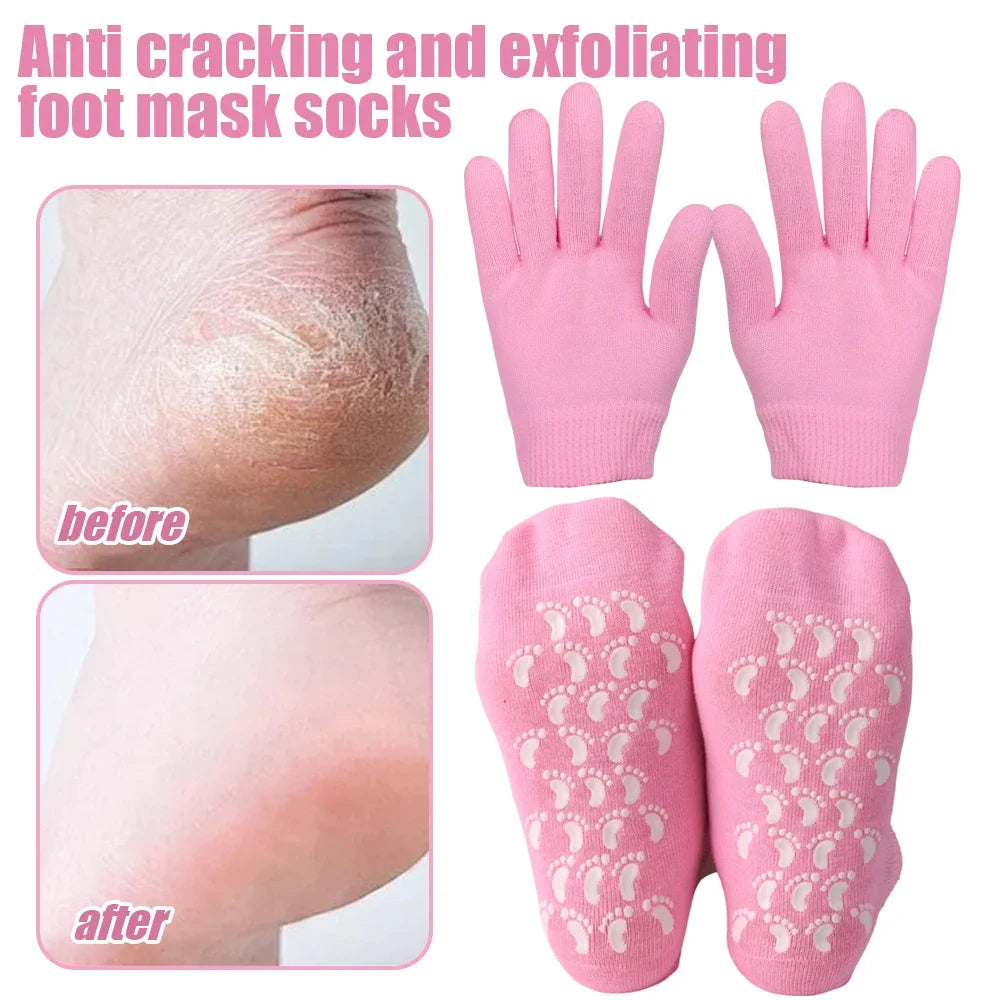 Silicone Moisturizing Mask Socks Reusable Exfoliating Anti Crack Protective Gloves Dry Dead Skin Remover Tools Hand Foot Care Beauty World Shop