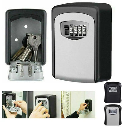 HEE RAK Key Lock Box 4 Digit Password ABS Metal Dial Storage Management Anti-theft Wall Mounted Large Space Safe Box Beauty Trend Shop