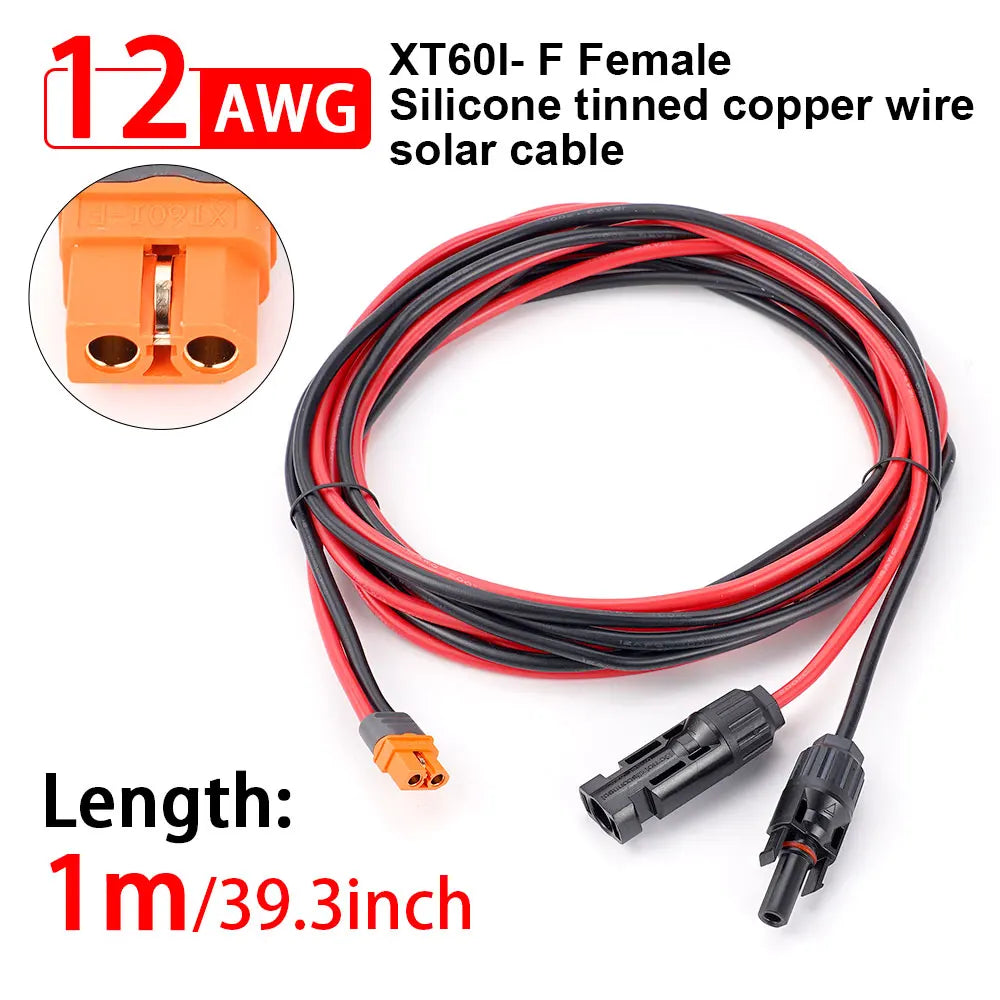 1/2/3M Solar Connector to XT60I- F Adapter 12AWG CableConnect Solar Panel Charge Cable for Solar Generator Portable Power Statio Beauty World Shop