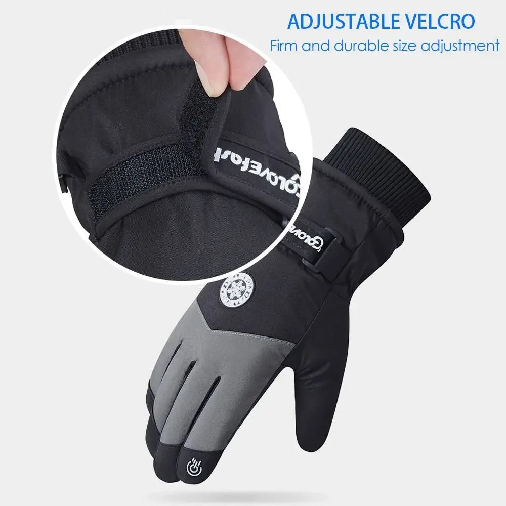 Winter Snowboard Ski Gloves PU Leather Non-slip Touch Screen Waterproof Motorcycle Cycling Fleece Warm Riding Gloves Beauty World Shop